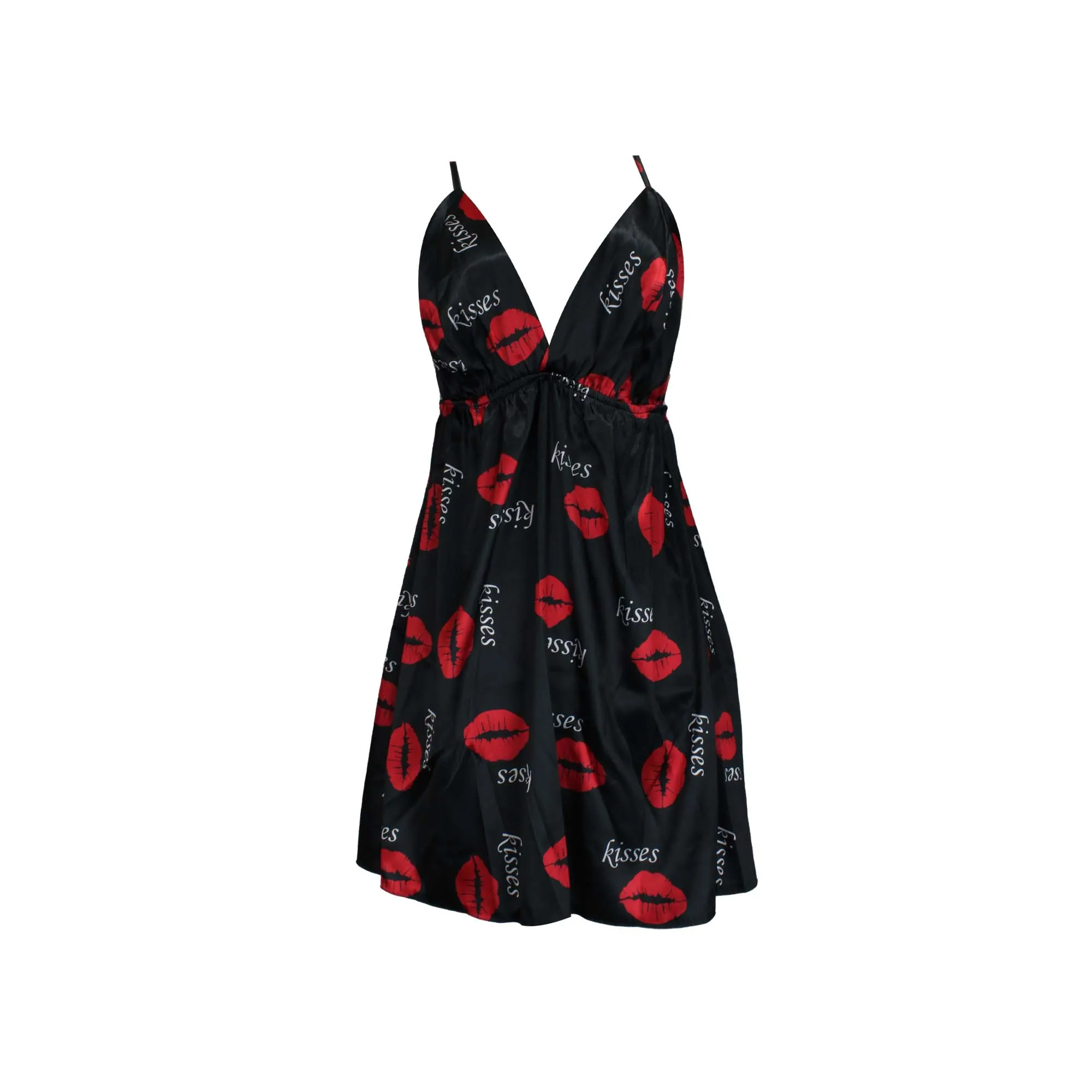 لباس خواب زنانه جذاب با طرح لب‌های قرمز